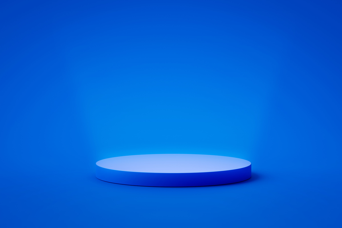 Round Platform on Blue Background