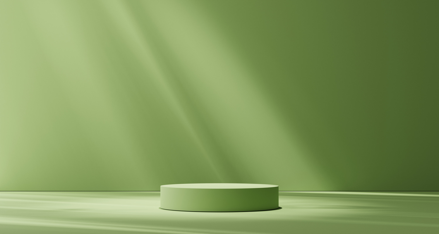 Product display green podium for product presentation.